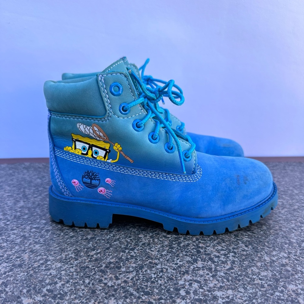 TIMBERLAND x SpongeBob 6 Inch Waterproof Nubuck Leather Boots 2 Youth Premium - Picture 1 of 11